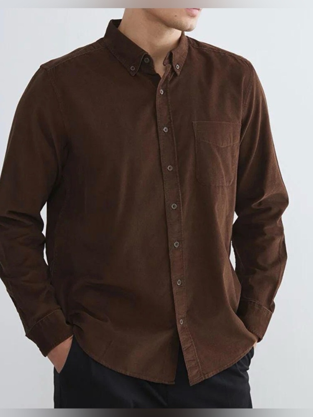 NWT Eddie Bauer Brown Corduroy Button-Up Shirt